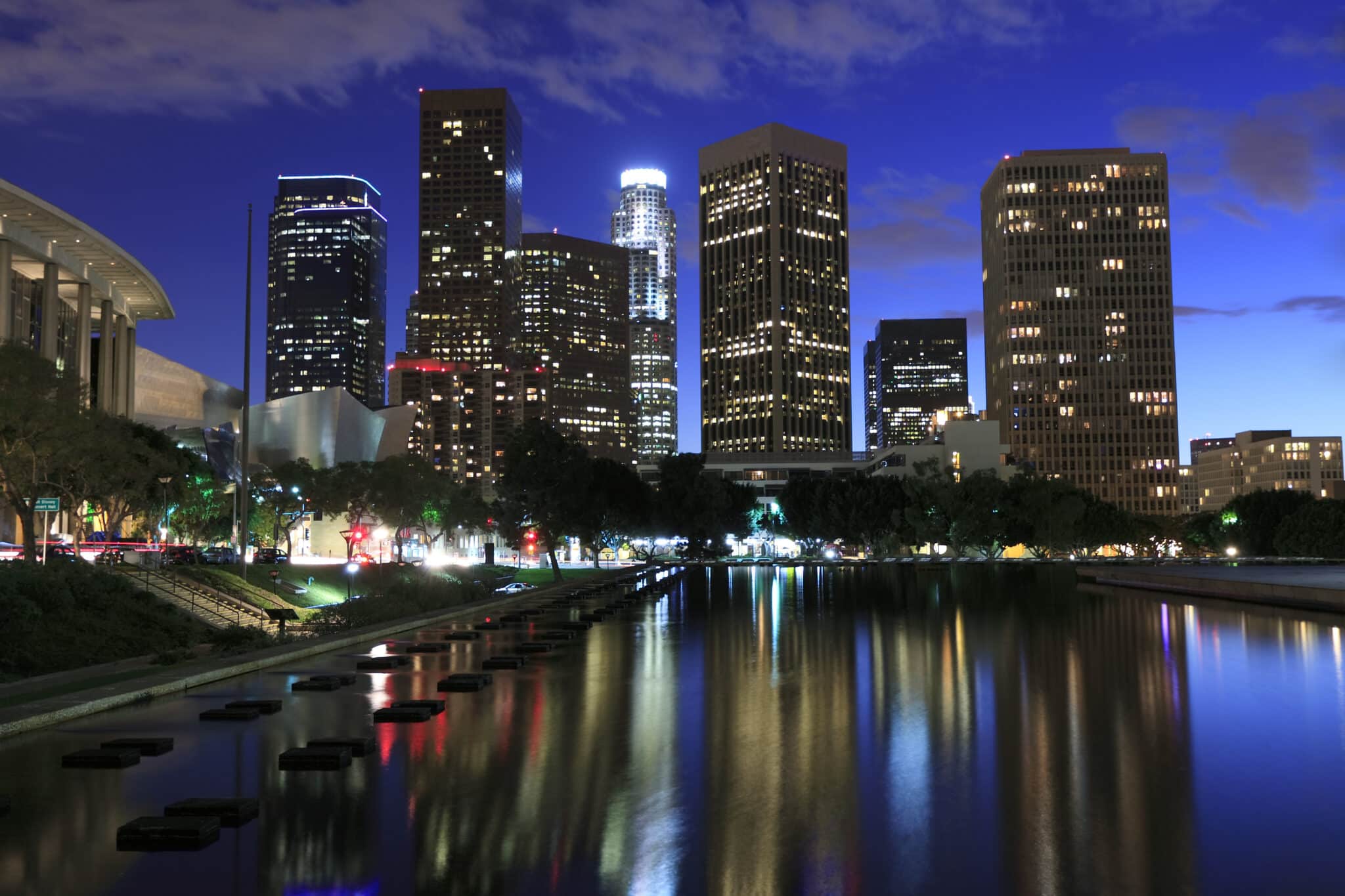 Picture of a City Skyline at Night