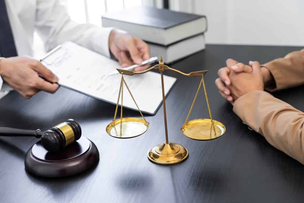 lawyer discussing with client